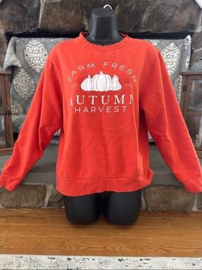Women’s IC Orange Crewneck Sweatshirt with White Pumpkin Graphic size Small